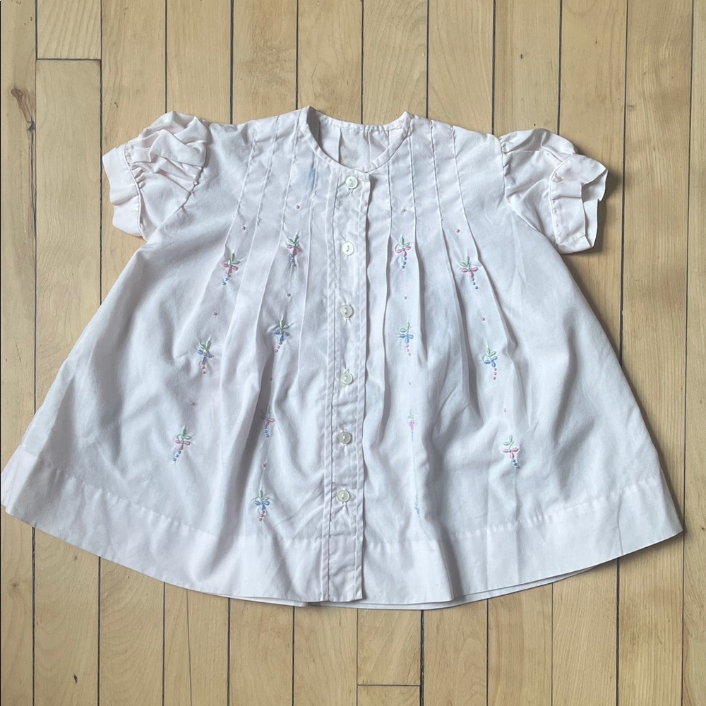 Vintage pale pink embroidered baby dress